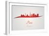 Paris Skyline in Red-paulrommer-Framed Art Print