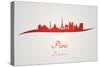 Paris Skyline in Red-paulrommer-Stretched Canvas