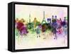 Paris Skyline in Watercolor Background-paulrommer-Framed Stretched Canvas