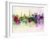 Paris Skyline in Watercolor Background-paulrommer-Framed Art Print