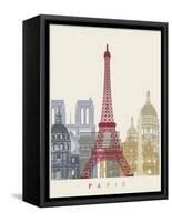 Paris Skyline Poster-paulrommer-Framed Stretched Canvas