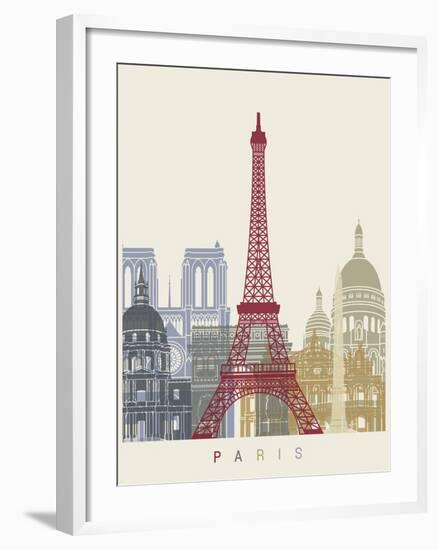 Paris Skyline Poster-paulrommer-Framed Art Print