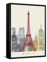 Paris Skyline Poster-paulrommer-Framed Stretched Canvas