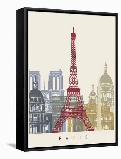 Paris Skyline Poster-paulrommer-Framed Stretched Canvas