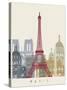 Paris Skyline Poster-paulrommer-Stretched Canvas
