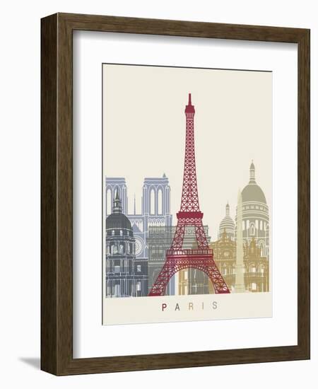 Paris Skyline Poster-paulrommer-Framed Art Print