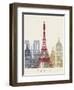 Paris Skyline Poster-paulrommer-Framed Art Print