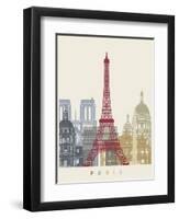 Paris Skyline Poster-paulrommer-Framed Art Print