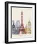 Paris Skyline Poster-paulrommer-Framed Art Print