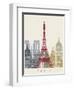 Paris Skyline Poster-paulrommer-Framed Art Print