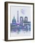 Paris Skyline Watercolour Splash Blue-Fab Funky-Framed Art Print