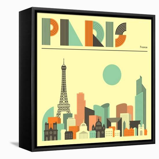 Paris Skyline-Jazzberry Blue-Framed Stretched Canvas