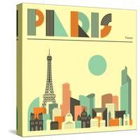 Paris Skyline-Jazzberry Blue-Stretched Canvas
