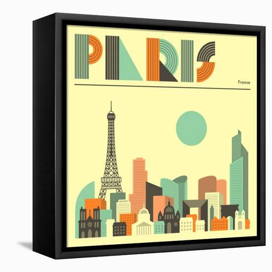 Paris Skyline-Jazzberry Blue-Framed Stretched Canvas