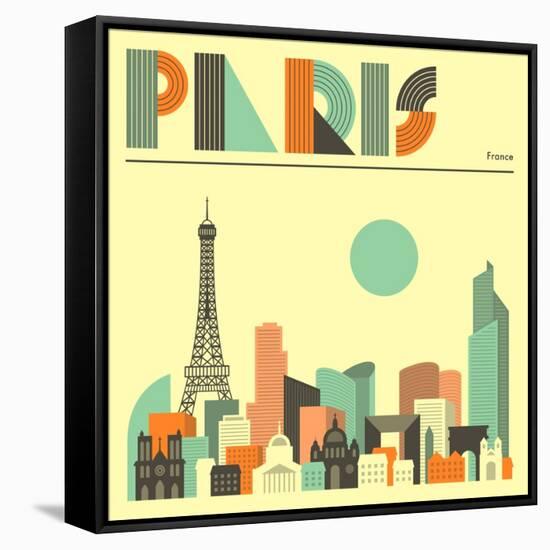 Paris Skyline-Jazzberry Blue-Framed Stretched Canvas