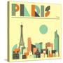 Paris Skyline-Jazzberry Blue-Stretched Canvas