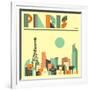 Paris Skyline-Jazzberry Blue-Framed Art Print