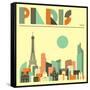 Paris Skyline-Jazzberry Blue-Framed Stretched Canvas