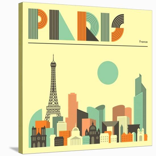 Paris Skyline-Jazzberry Blue-Stretched Canvas