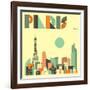 Paris Skyline-Jazzberry Blue-Framed Art Print