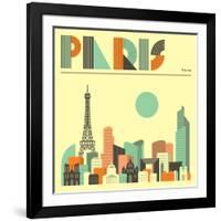 Paris Skyline-Jazzberry Blue-Framed Art Print