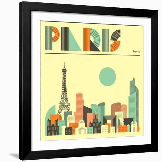 Paris Skyline-Jazzberry Blue-Framed Art Print