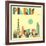 Paris Skyline-Jazzberry Blue-Framed Art Print