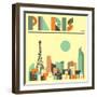 Paris Skyline-Jazzberry Blue-Framed Art Print