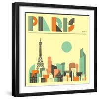 Paris Skyline-Jazzberry Blue-Framed Art Print