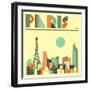 Paris Skyline-Jazzberry Blue-Framed Art Print