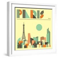 Paris Skyline-Jazzberry Blue-Framed Art Print