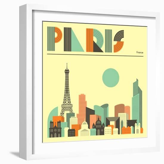 Paris Skyline-Jazzberry Blue-Framed Art Print