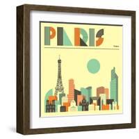 Paris Skyline-Jazzberry Blue-Framed Art Print