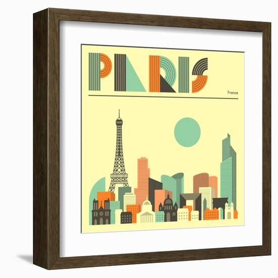 Paris Skyline-Jazzberry Blue-Framed Art Print