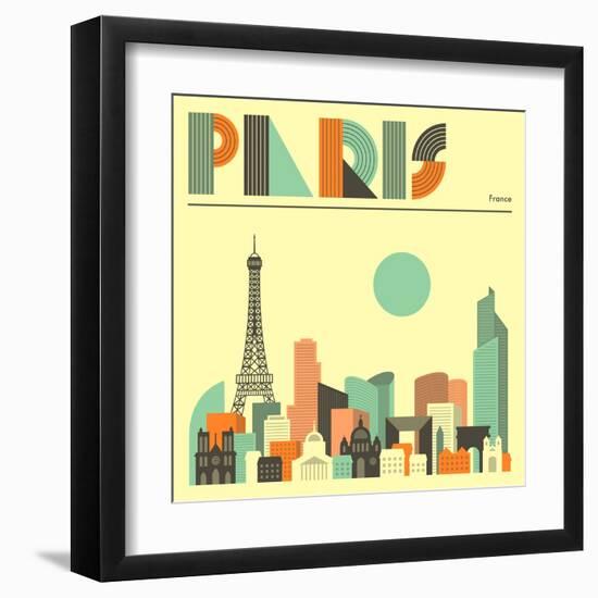 Paris Skyline-Jazzberry Blue-Framed Art Print