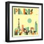 Paris Skyline-Jazzberry Blue-Framed Art Print