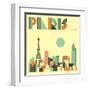 Paris Skyline-Jazzberry Blue-Framed Art Print