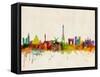 Paris Skyline-Michael Tompsett-Framed Stretched Canvas