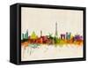 Paris Skyline-Michael Tompsett-Framed Stretched Canvas