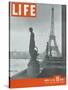 Paris, Statues with Eiffel Tower, March 18, 1946-Ed Clark-Stretched Canvas