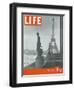 Paris, Statues with Eiffel Tower, March 18, 1946-Ed Clark-Framed Premium Photographic Print