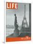 Paris, Statues with Eiffel Tower, March 18, 1946-Ed Clark-Framed Photographic Print