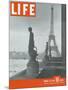 Paris, Statues with Eiffel Tower, March 18, 1946-Ed Clark-Mounted Photographic Print