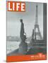 Paris, Statues with Eiffel Tower, March 18, 1946-Ed Clark-Mounted Photographic Print