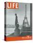 Paris, Statues with Eiffel Tower, March 18, 1946-Ed Clark-Stretched Canvas