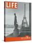 Paris, Statues with Eiffel Tower, March 18, 1946-Ed Clark-Stretched Canvas