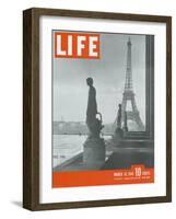 Paris, Statues with Eiffel Tower, March 18, 1946-Ed Clark-Framed Photographic Print