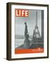 Paris, Statues with Eiffel Tower, March 18, 1946-Ed Clark-Framed Photographic Print