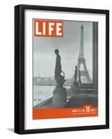 Paris, Statues with Eiffel Tower, March 18, 1946-Ed Clark-Framed Photographic Print