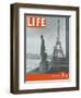 Paris, Statues with Eiffel Tower, March 18, 1946-Ed Clark-Framed Photographic Print